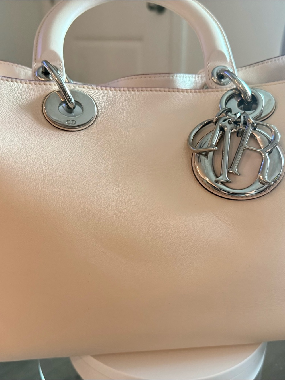 Dior Blush Pink Leather Satchel with Signature Charms